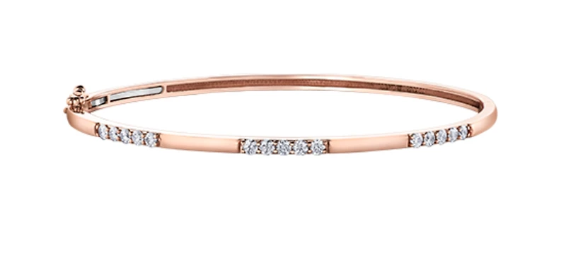 14K White Gold 0.60cttw Canadian Diamond Bangle, 7"