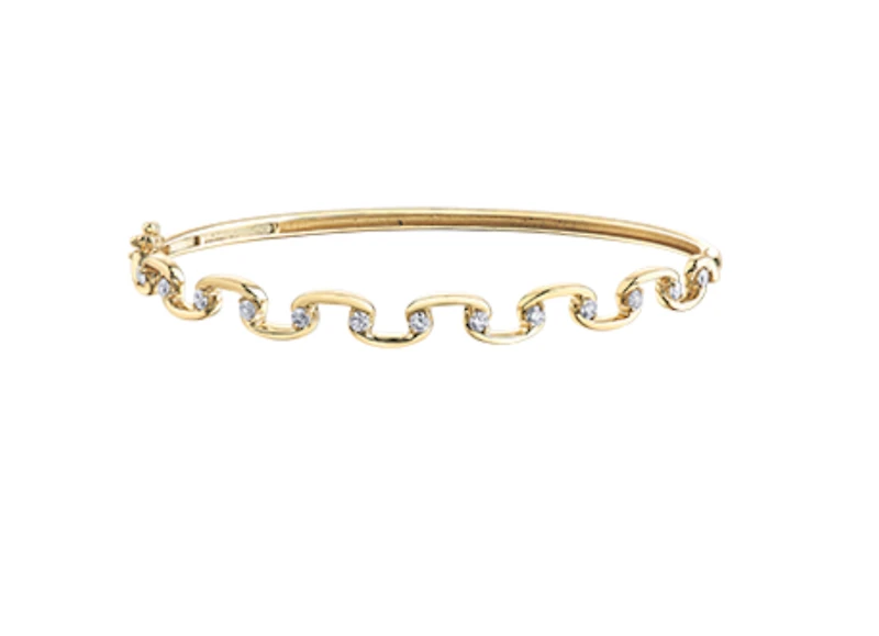 14K Yellow Gold 0.52cttw Canadian Diamond Bangle, 7"