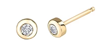 10K Yellow Gold 0.10cttw Canadian Diamond Bezel Set Earrings