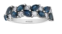 14K White Gold Blue Sapphire & 0.36cttw Canadian Diamond Ring, 6.5