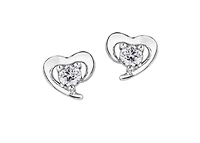 10K White Gold 0.24cttw Canadian Diamond Heart Claw Set Earrings