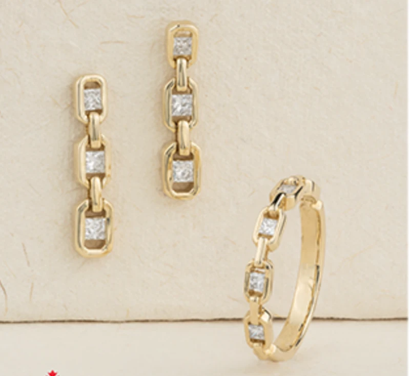 14K Yellow Gold 0.20cttw Princess Canadian Diamond Band, 6.5