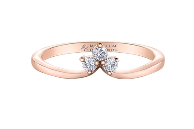 14K Rose Gold 0.10cttw Canadian Diamond Ring/Band, 6.5