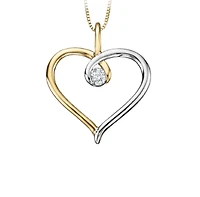 10K White & Yellow Gold 0.08cttw Round Brilliant Heart Canadian Diamond Necklace