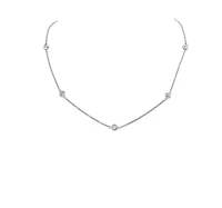 14K White Gold 0.60-1.26cttw Diamond Bezel Set Necklace - / (3) 0.60 Carat Total Weight