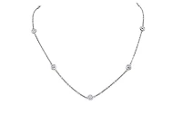 14K White Gold 0.60-1.26cttw Diamond Bezel Set Necklace - / (3) 0.60 Carat Total Weight