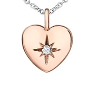 10K Rose Gold 0.02cttw Round Brilliant Canadian Diamond Heart Necklace