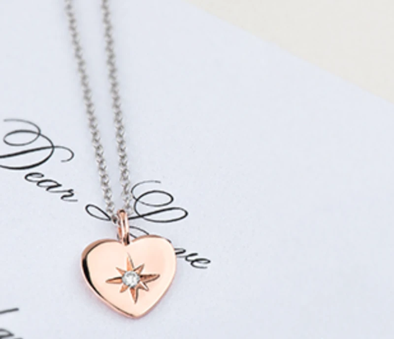 10K Rose Gold 0.02cttw Round Brilliant Canadian Diamond Heart Necklace