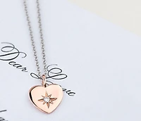 10K Rose Gold 0.02cttw Round Brilliant Canadian Diamond Heart Necklace