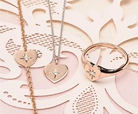10K Rose Gold 0.02cttw Round Brilliant Canadian Diamond Heart Necklace