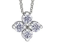14K White Gold 0.20-0.32cttw Round Brilliant Canadian Diamond 4 Stone Necklace - 10K / Carat Total