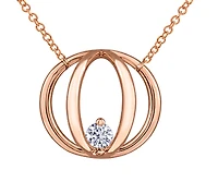 14K Rose Gold 0.14cttw Round Brilliant Canadian Diamond Cage Necklace
