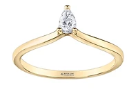 14K Yellow Gold 0.12cttw Diamond Pear Shape Canadian Ring - /