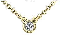 14K Yellow Gold 0.04-0.23cttw Round Brilliant Canadian Diamond Bezel Set Necklace - / Carat Total