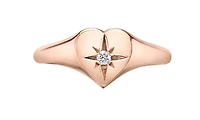 10K Rose Gold 0.03cttw Canadian Diamond Heart Ring, 6.5