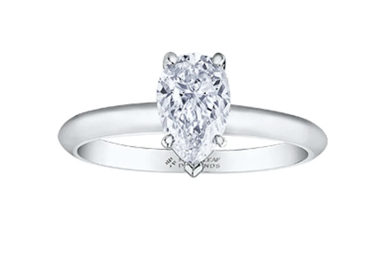 Platinum 0.50-0.70cttw Canadian Pear Shape Diamond Engagement Ring - 0.50 Carat /