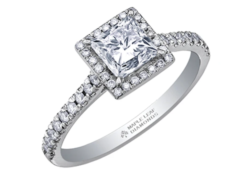 Platinum 0.75cttw Canadian Princess Cut Diamond Engagement Ring - 0.75 Carat Total /