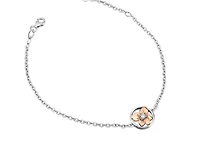 14K White & Rose Gold 0.04cttw Yukon Fireweed Provincial Flower Diamond Bracelet