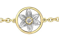 14K White & Yellow Gold 0.04cttw Manitoba Prairie Crocus Provincial Flower Diamond Bracelet