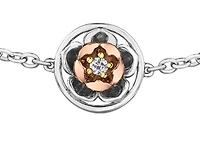 14K White & Rose Gold 0.04cttw Nunavut Purple Saxifrage Provincial Flower Diamond Bracelet