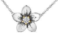 14K White & Yellow Gold 0.14cttw New Brunswick Provincial Flower Diamond Necklace