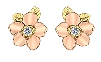 14K Rose and Yellow Gold 0.12cttw Nova Scotia Provincial Flower Diamond Stud Earrings