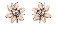 14K Rose and White Gold 0.13cttw Saskatchewan Provincial Flower Diamond Stud Earrings