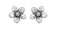 14K White & Yellow Gold 0.08cttw New Brunswick Provincial Flower Diamond Stud Earrings