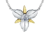 14K White & Yellow Gold 0.14cttw Ontario Provincial Flower Diamond Necklace