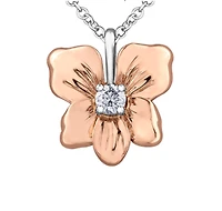 14K Rose & White Gold 0.12cttw Yukon Provincial Flower Diamond Necklace