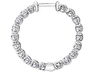 14K White Gold 3.00cttw Canadian Diamond Hoop Earrings