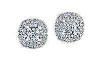 18K White Gold & Palladium Alloy (hypoallergenic) 1.00cttw Canadian Princess Cut Diamond Stud Earrings