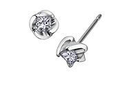 18K White Gold & Palladium Alloy (hypoallergenic) 0.25cttw Canadian Princess Cut Diamond Stud Earrings - / Carat Total