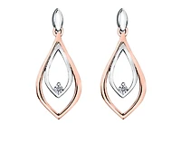 14K White & Rose Gold 0.04cttw Canadian Diamond Drop Earrings 