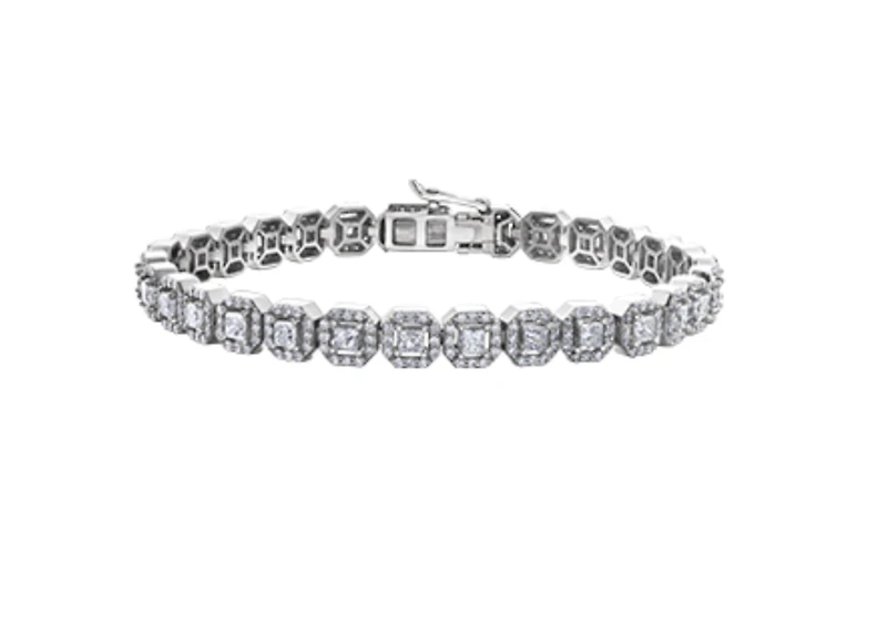 14K White Gold & Palladium Alloy (hypoallergenic) 5.42cttw Princess Canadian Diamond Tennis Bracelet
