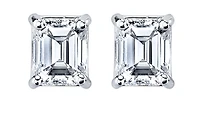 14K White Gold & Palladium Alloy (hypoallergenic) 1.00cttw Canadian Emerald Cut Diamond Stud Earrings