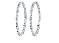 14K White Gold & Palladium Alloy (hypoallergenic) 2.00-4.00cttw Canadian Diamond Hoop Earrings - / Carat Total
