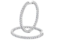 14K White Gold & Palladium Alloy (hypoallergenic) 2.00-4.00cttw Canadian Diamond Hoop Earrings - / Carat Total