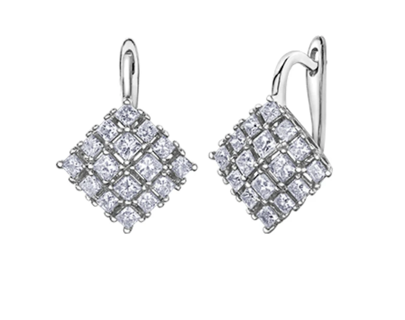18K White Gold & Palladium Alloy (hypoallergenic) 1.52-2.84cttw Canadian Diamond Drop Earrings - / Carat Total