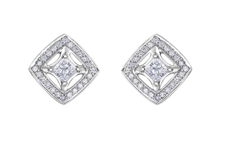 18K White Gold & Palladium Alloy (hypoallergenic) 0.32cttw Canadian Diamond Stud Earrings
