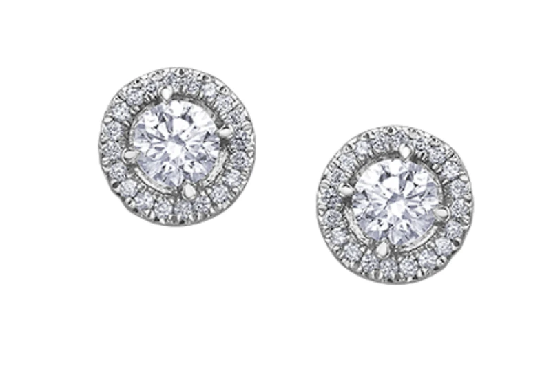 18K White Gold & Palladium Alloy (hypoallergenic) 0.50cttw Canadian Diamond Stud Earrings