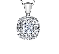 18K White Gold & Palladium Alloy(hypoallergenic) 0.50cttw Canadian Princess Diamond Pendant
