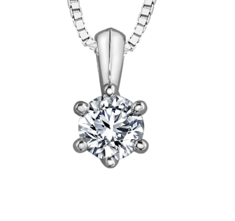 18K White Gold & Palladium Alloy(hypoallergenic) 0.10-0.25cttw Canadian Diamond Pendant - / Carat Total