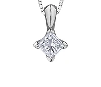 18K White Gold & Palladium Alloy(hypoallergenic) 0.20cttw Canadian Princess Diamond Pendant