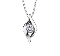 14K White Gold 0.18cttw Canadian Diamond Channel Set Pendant