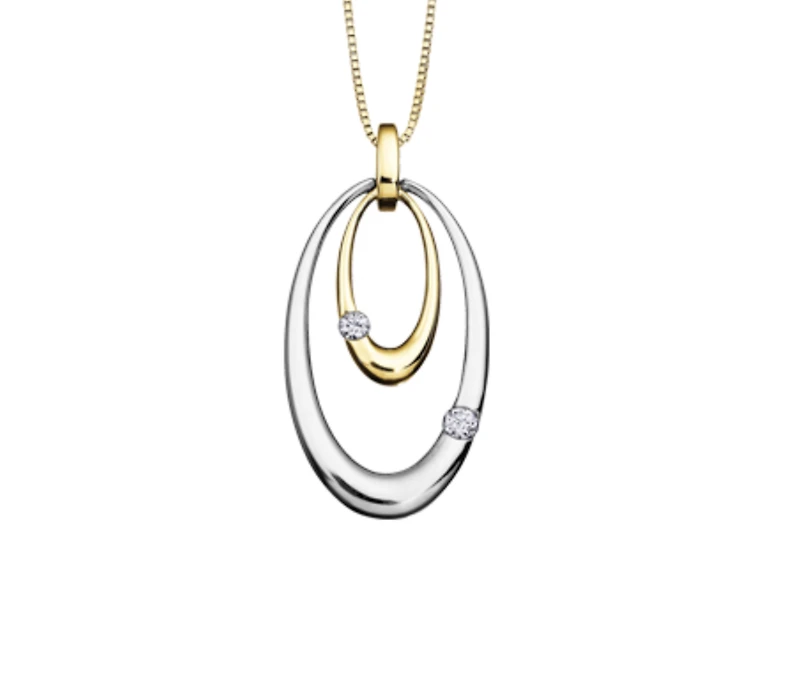 10K White & Yellow Gold 0.09cttw Canadian Diamond Pendant