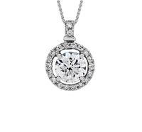 18K White Gold & Palladium Alloy(hypoallergenic) 0.40-0.60cttw Canadian Diamond Halo Pendant - / Carat Total