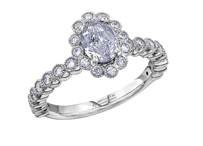 18K White Gold & Palladium Alloy (hypoallergenic) 1.50cttw Canadian Diamond Engagement Ring