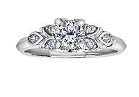 18K White Gold & Palladium Alloy (hypoallergenic) 0.33cttw Canadian Diamond Engagement Ring
