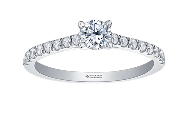 18K Yellow Gold & Palladium Alloy (hypoallergenic) 0.55-0.95cttw Canadian Diamond Engagement Ring - / Carat Total